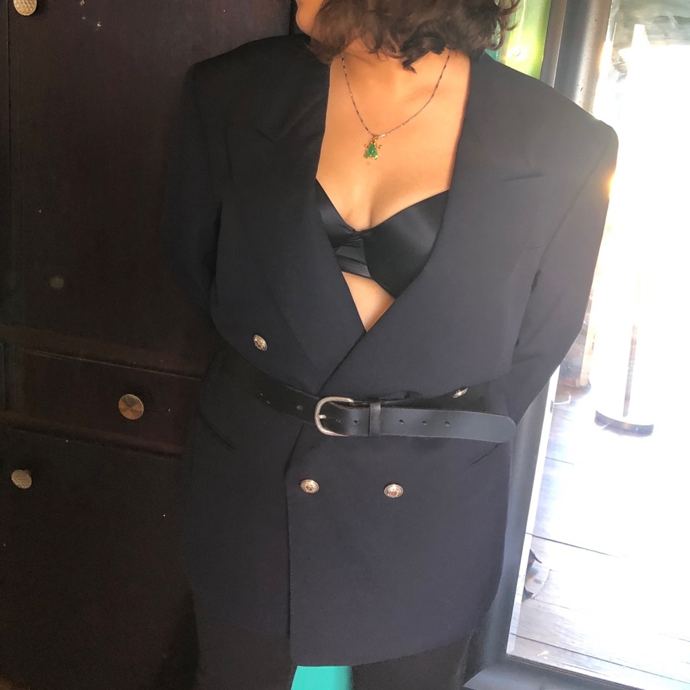 80s dark blue suit